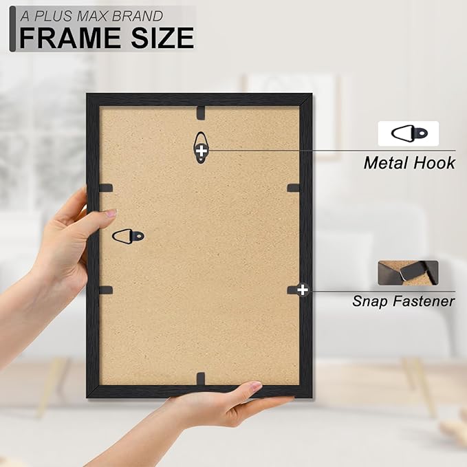 A PLUS MAX 10x13 Picture Frame, Black Engineered Wood Frame for 10 x 13 Inch Picture Poster Photo, Light Weight 10 by 13 Frame with Wood-grain for Wall - 1 Pack/Black/10 x13