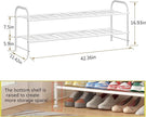 LINZINAR Shoe Rack Long 2 Tier Shoe Storage Organizer Metal Wide Shoe Shelf for Closet Entryway Bedroom 18 Paris Large Capacity, White