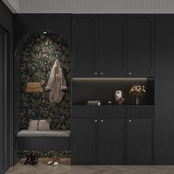 Abyssaly Black Wood Wallpaper 15.7 Inch X 118 Inch Peel and Stick Paper for Countertops, Authentic Wood Look, Durable, Thickening Home Office Decoration