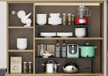 Expandable Cabinet Shelf Organizer Storage Spice Rack Shelves for Kitchen Stackable Adjustable Pantry Cupboard Bathroom Countertop Desktop(1Pack/Black/Large-with Hole)