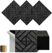 WoveN SounD Artisan Acoustic Wall Panels, 16 Pack 12x12 Inch, Wood Veneer Carved Sound Proof Wall Decor, Self-Adhesive for Home, Studio, Office & Focus Zones, Grid Weave, Black Oak