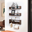 AZSKY 24 Inch Book Shelves for Nursery Floating Bookshelf Wall Mount Deep Walnut Shelves for Room Wall Hooks for Hanging Nursery Shelf for Kids Room Bedroom Bathroom Living Room Kitchen Set of 3