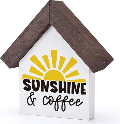 MBL Sunshine Coffee Bar Decor - Wood You Are My Sunshine Bar Tiered Tray Decorations for Home Cafe Kitchen Office Shelf Counter Table Coffee Lover Gifts for Women Men Friends Coworkers