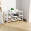 RONGJlA 2 Tier Bamboo Shoe Rack for Closet Free Standing Wood Shoe Shelf Storage Organizer for Entryway Small Space Stackable,White