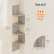 HOOBRO Corner Shelf Wall-Mounted, Set of 2 Floating Corner Shelves, 4-Tier Corner Bookshelves for Wall Decor in Living Room, Bedroom, Bathroom, Home Office, Greige BG25BJP201