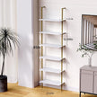 aboxoo Ladder Shelf 6-Tier Bookshelf,White Faux Marble Shelves Wall Mounted Bookshelf Open Storage Rack Display Shelf Plant Stand for Living Room Kitchen Home Office Bedroom