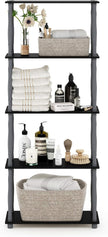 Furinno Turn-N-Tube 5-Tier Multipurpose Shelf / Display Rack / Storage Shelf / Bookshelf, Classic Tubes, Black/Grey