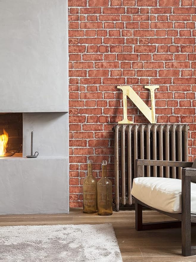 Cohoo Home Red Brick Wallpaper Peel and Stick Contact Paper 18inW 591inL Faux 3D Brick Contact Paper Self Adhesive Removable Wallpaper Backsplash Wrapping Fireplace Wall Sticky Waterproof Vinyl