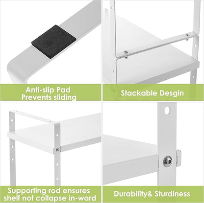 Expandable Cabinet Shelf Organizer Rack, Stackable Kitchen Counter Storage Shelves Stand, Adjustable Height Pantry Shelf Spice Rack