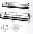 Lyeasw Black Floating Shelves Wall Mounted with 8 Removable Hanging Hooks, 15-Inch Adhesive Shower Shelf Organizer for Bathroom Kitchen Storage Rack, Set of 2