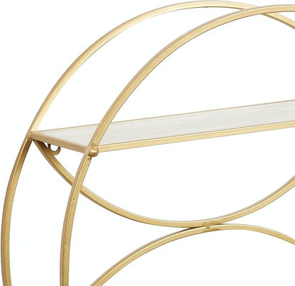 CosmoLiving by Cosmopolitan Metal Round 2 Shelves Wall Shelf, 22" x 7" x 22", Gold