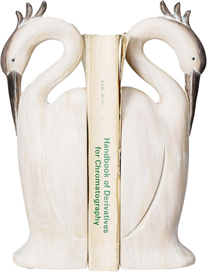 Creative Co-Op Resin Heron Bookends, Cream, Set of 2