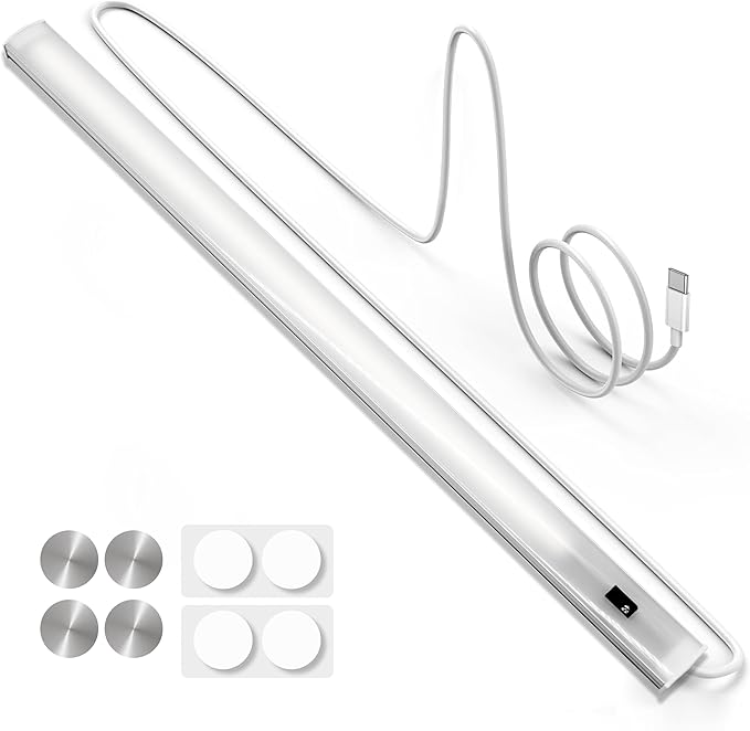 Under Cabinet Led Lighting with Hand Wave, 12 Inch Light Strip Bar, Daylight White 6000K Dimmable in USB Light, Small Thin Led Under Counter Lighting for Kitchen/Room/Shelf/Desk/Display Case (1)