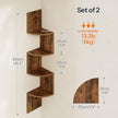 HOOBRO Corner Shelf Wall-Mounted, Set of 2 Floating Corner Shelves for Wall, 4-Tier Corner Bookshelves for Living Room, Bedroom, Bathroom, Home Office, Rustic Brown BF25BJP201