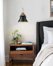 Black and Gold Wall Sconces, HWH Industrial Sconces Wall Lighting Indoor Vanity Barn Light Fixture, Black Wall Lamp for Bathroom Bedside Bedroom Kitchen, Hammered Metal Shade, 5HZG74B-L BK+BG