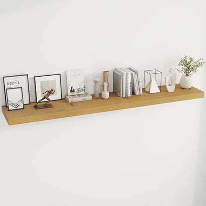 Dreamland 72 Inches Floating Shelves for Wall, 9.8" Deep Long Floating Shelves Set of 1, Large Display & Storage Shelf, Wall Shelf for Bathroom Bedroom Living Room Kitchen Office, Oak
