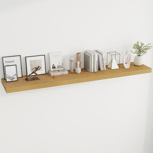 Dreamland 72 Inches Floating Shelves for Wall, 9.8" Deep Long Floating Shelves Set of 1, Large Display & Storage Shelf, Wall Shelf for Bathroom Bedroom Living Room Kitchen Office, Oak