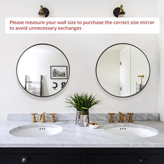 Fabuday Black Circle Mirror for Wall 20 inch - Round Mirrors for Bathroom, Entryway, Living Room, Hallway, Bedroom Decor, Small Matte Framed