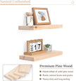 Marsmiles Natural Wood Floating Shelves | Unfinished Wood Wall Shelves Set of 2 | 16