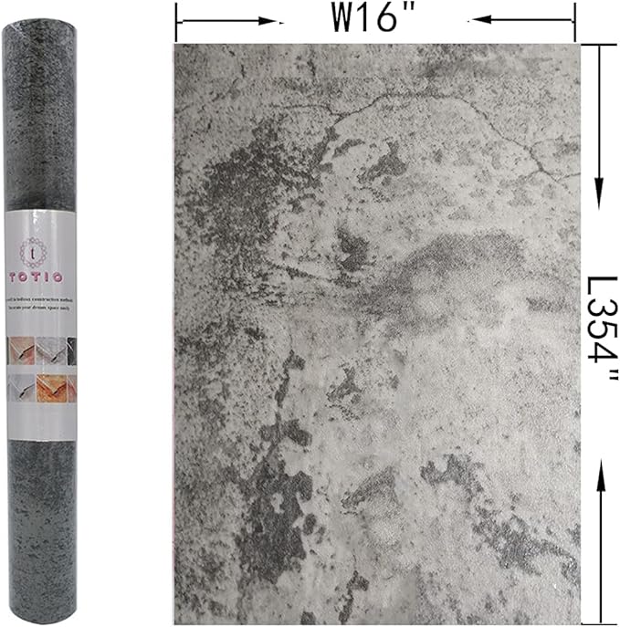 TOTIO Grey Contact Paper Beige Gray Cement Industrial Wall Paper Concrete Peel Stick 16