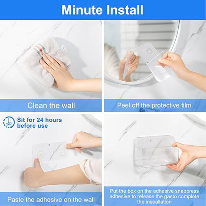 Diesisa 2pc Acrylic Wall Mount Organizer, Small Adhesive Clear Cabinet Door Organizer,Acrylic Shelves for Wall,No Drilling Hang Walls,with Self Adhesive Tape, for Bathroom, Kitchen, Living Room
