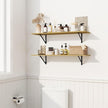Fun Memories Deep Floating Shelves for Wall, 24W x 8D Wall Mounted Shelves Set of 2, Wide Display Ledge Shelf with Sturdy Metal Brackets for Living Room, Bathroom, Bedroom and Kitchen, Oak