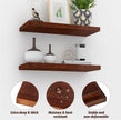 Floating Shelves (Set of 2) – Wall Mounted Shelves for Home Décor and Storage, Natural Pine Wood, Suitable for Living Room and Bedroom (Brown, 15.7