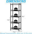 5 Tier Bathroom Storage Open Shelf Unit, Free-Standing Metal Corner Rack Shelving for Kitchen, Living Room, Hallway (Black, Wider 5 Tier)