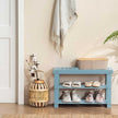 Apicizon Bamboo Shoe Rack for Entryway, 3-Tier Shoe Rack Bench for Front Indoor Entrance, Small Shoe Organizer with Storage, Blue