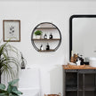 Industrial Style Semi-Circle Shaped Wall Shelves, 3 Tier Decorative Floating Ledge Shelves, Wall Mounted Metal Bracket Wooden Display Hanging Shelf