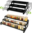 3-Tier Spice Rack Organizer for Cabinet, Expandable Kitchen Organizer 14.4 to 26.1 Inch Seasoning & Pantry Organizer for Countertop, Metal Non-Skid Step Storage Shelf for Condiments, Oils, Cans, Jars