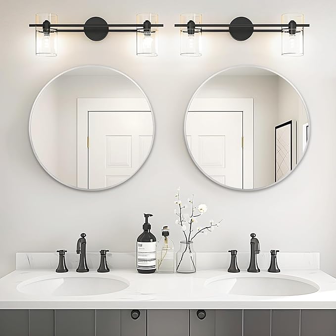 Fabuday Silver Round Mirror for Wall 26 inch - Circle Mirror for Bathroom, Entryway, Living Room, Hallway, Vanity Decor, Big Metal Frame Mirrors