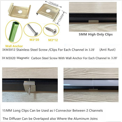 10-Pack 3.3FT/1M LED Strip Aluminum Channel Diffuser,Collar Shape Tape Light Under Cabinet Floating Shelf Alcove Recessed 25X7MM Matte Black Anodized Track, Milky Cover Concave Slot Profile