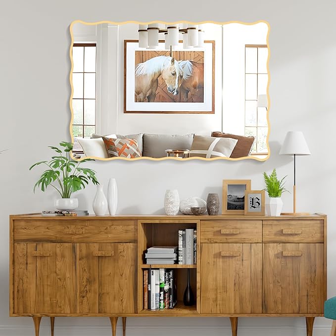Gold Wavy Bathroom Mirror 28