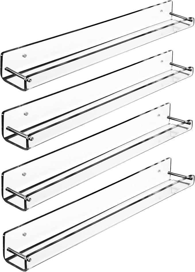 AMT 4 Pack Acrylic Floating Shelves, 15