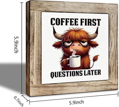 First I Drink the Coffee and Then I Do the Things, Funny Coffee Decor for Office, Home Kitchen Decor for Table Shelf Counter, Farmhouse Cafe Sign for Kitchen Decoration