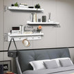 MBYD Picture Shelf Ledge, 24 Inch Floating Shelves for Wall, Nursery Book Shelves with Hooks Set of 3, Floating Shelf Wall Mounted for Bathroom, Kids Room, Living Room, Kitchen Bedroom White