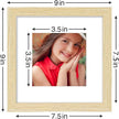 Vittanly 8x8 Picture Frames Set of 9, Shatter Resistant Plexiglass, Display 4x4 Pictures with Mat or 8x8 without Mat, Photo Frames for Wall Mount, Engineered Wood, OAK