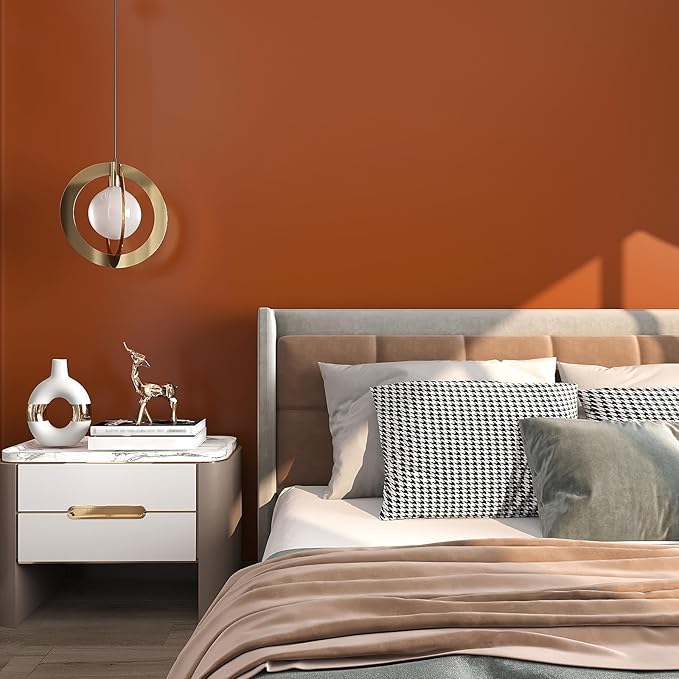 VEELIKE Matte Brown Wallpaper Stick and Peel Thick Brown Contact Paper for Cabinets Desk Furniture Wall 24''x118'' Removable Self Adhesive Terracotta Colored Wallpaper for Bedroom Bathroom Living Room