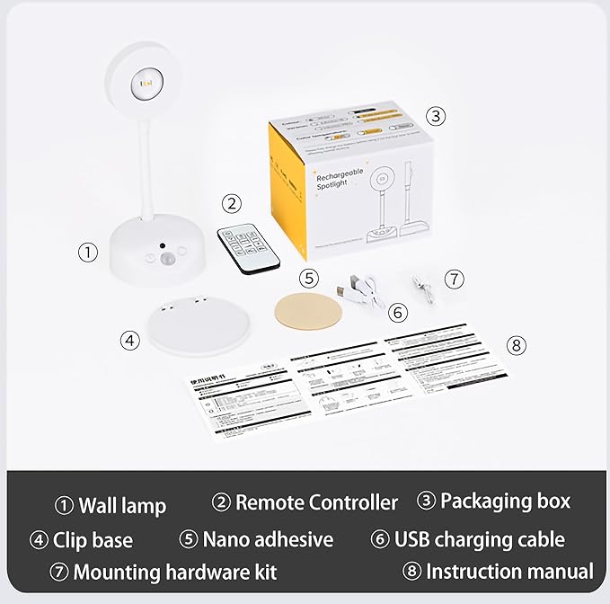 2200mAh Cat's Eye Bulb Motion Sensor Picture Light, Spotlight Painting Light, LED Wall Sconce, Night Light Lamp, Rechargeable 3 Color & Dimmable Magnetic 360° Rotation with Remote (White, 1 Pcs)