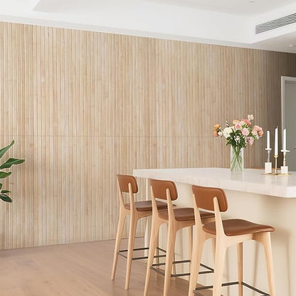 Natural Bamboo Wall Panel for Interior Wall Decor, Renewable Pole Wrap Wainscoting Paneling for Wall Ceiling Furniture Cabinet Office, 48 x 96 Inch, Carbonized