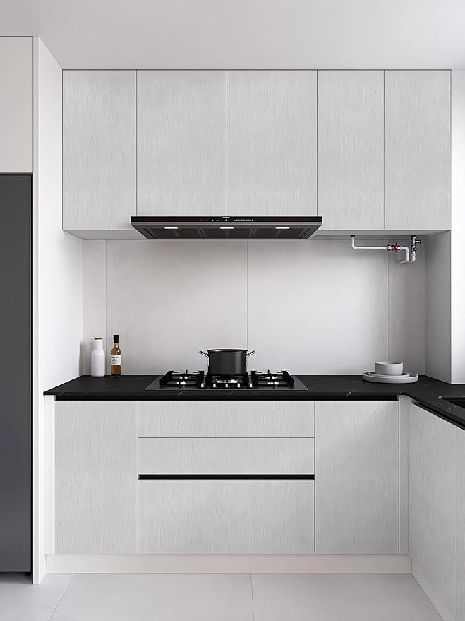 Heroad Peel and Stick Wallpaper Wood Contact Paper Wood Wallpaper Light Grey Wood Grain Contact Paper Thicken Textured for Cabinets and Drawers Countertops Waterproof Self Adhesive Vinyl 17.5" x 393"