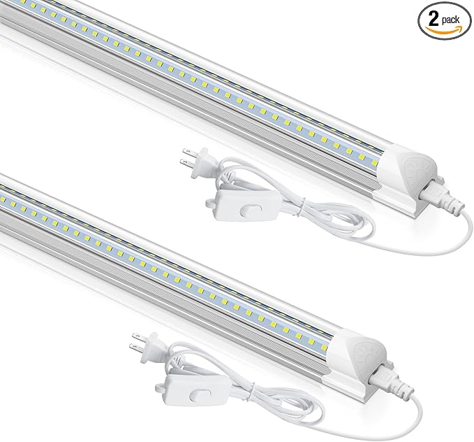CNSUNWAY LED Shop Light 3FT, 30W 6500K Cool White, T8 LED Tube Lights, 4000LM V-Shape Ceiling Shop Lights, Linkable Under Counter Light for Kitchen, Garage, Workbench, Basement, ETL Listed (2 Pack)
