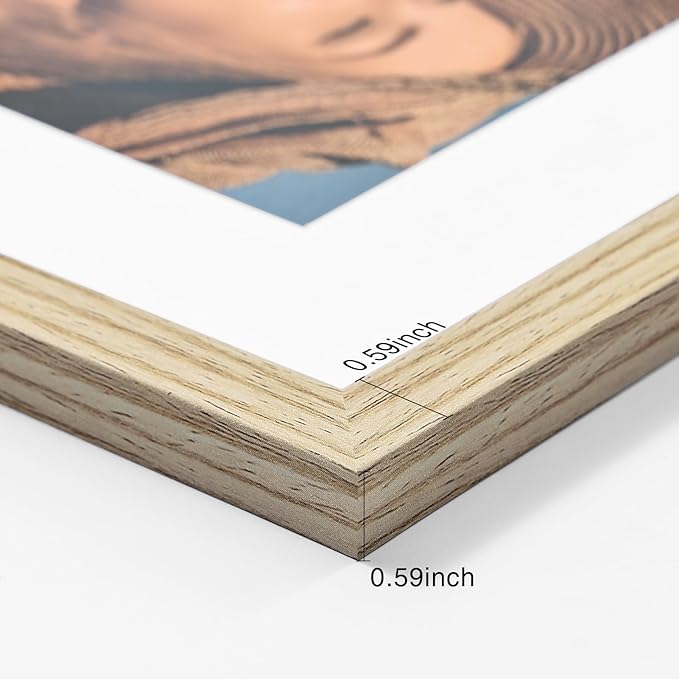 Vittanly 11x14 Picture Frame Set of 4, Display Pictures 8x10 with Mat or 11x14 without Mat, Gallery Wall Frame Set for Wall or Tabletop, Engineered Wood with Shatter Resistant Plexiglass, Natural