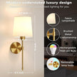Ouyulong Battery Operated Wall Sconces Set of 2, Wireless Rechargeable Dimmable Wall Light with 5600mAh RGB Bulb and Remote for Bedroom, Living Room, Hallway 19in Gold
