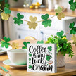 St Patricks Day Decor Coffee Is My Lucky Charm Rustic Coffee Bar Wood Sign Home Tabletop Shelf Desk Decor Patrick's Day Decorations 5 X 5 Inches