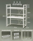 NETEL Expandable Microwave Stand,3 Tier Metal Kitchen Countertop Organizer Shelves with Paper Towel Holder and Baskets,Microwave Shelf,Microwave Oven Rack,110lbs Weight Capacity,White