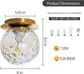 Modern Glass Globe Wall Sconce: Gold Spherical Sconces Light with Hammered Stained Glass Shade - Small Brass Vanity Single Ball Lights Fixture - Contemporary Wall Mounted Lamp for Bedroom Living Room