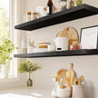 AMADA HOMEFURNISHING Floating Shelves, 32″ Large Wall Mounted Shelves for Bathroom, Bedroom, Living Room, Kitchen, Office, Hanging Shelf for Wall Décor Storage, Set of 2, Black