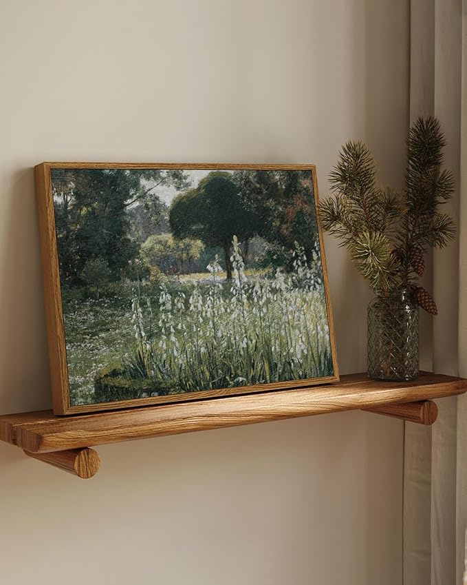 InSimSea Framed Canvas Wall Art Vintage Decor, Landscape Wall Art, Summer Hyacinths Vintage Paintings Prints, Flower Pictures for Bathroom Decor, Wild Field Landscape Decorations, 12